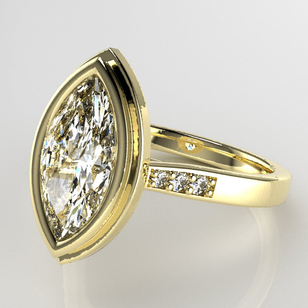 Stepped Bezel Set Marquise Engagement Ring [Made to Order]