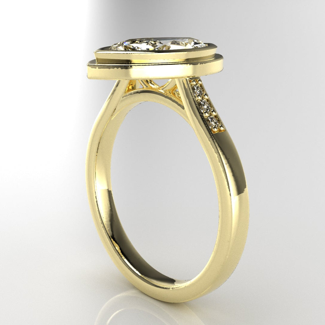 Stepped Bezel Set Marquise Engagement Ring [Made to Order]