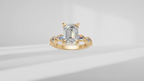 Emerald Cut and Bezel Set Accent Engagement Ring [Made to Order]