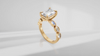 Emerald Cut and Bezel Set Accent Engagement Ring [Made to Order]