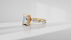 Emerald Cut and Bezel Set Accent Engagement Ring [Made to Order]