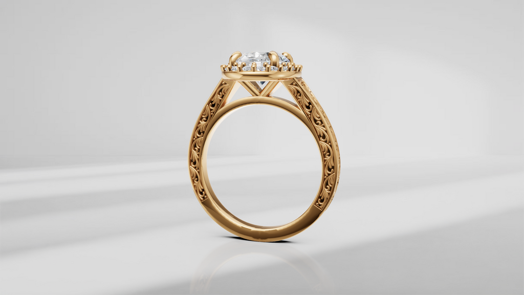 Vintage-Inspired Engagement Ring with Engraving [Made to Order]