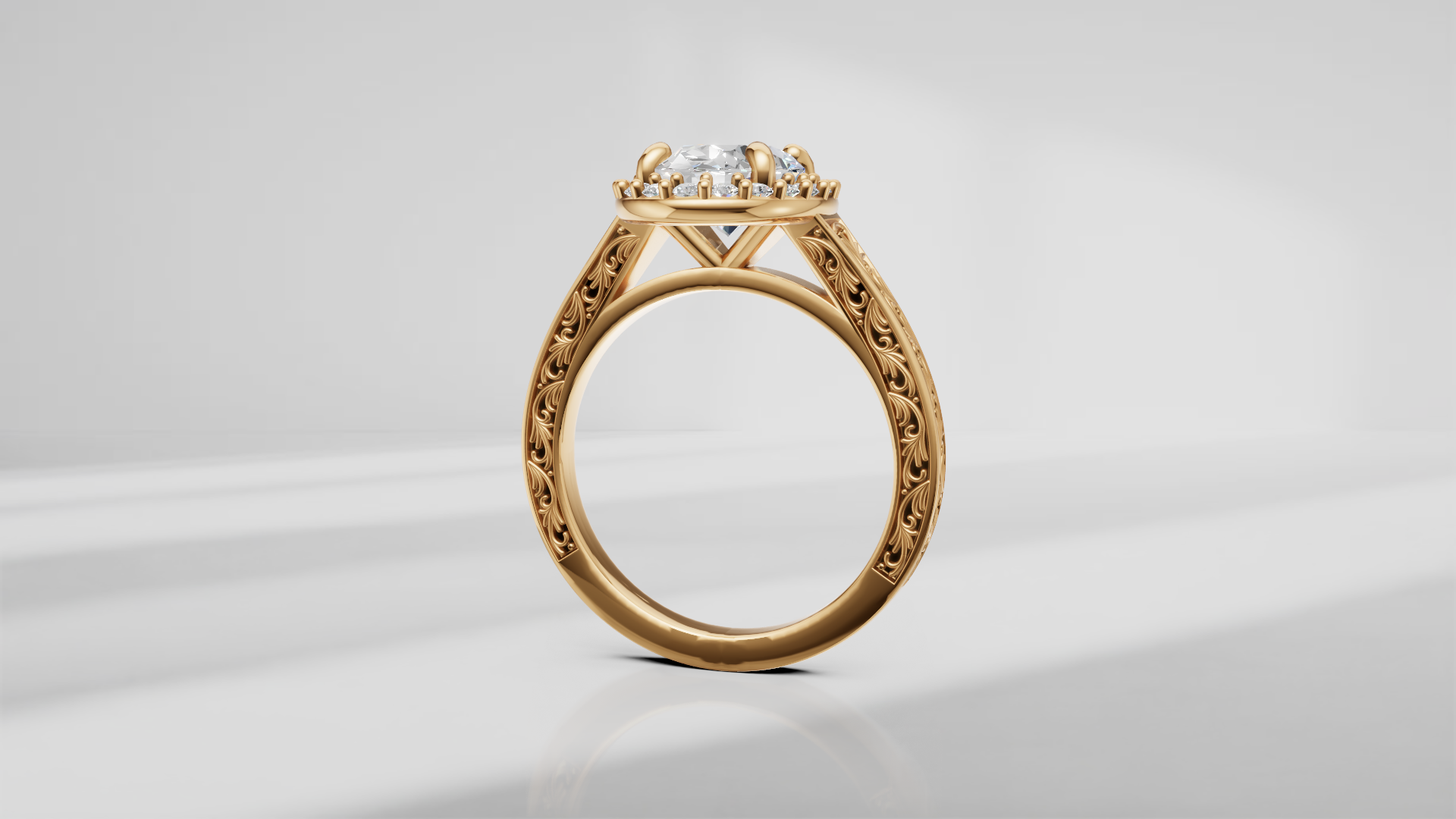 Vintage-Inspired Engagement Ring with Engraving [Made to Order]