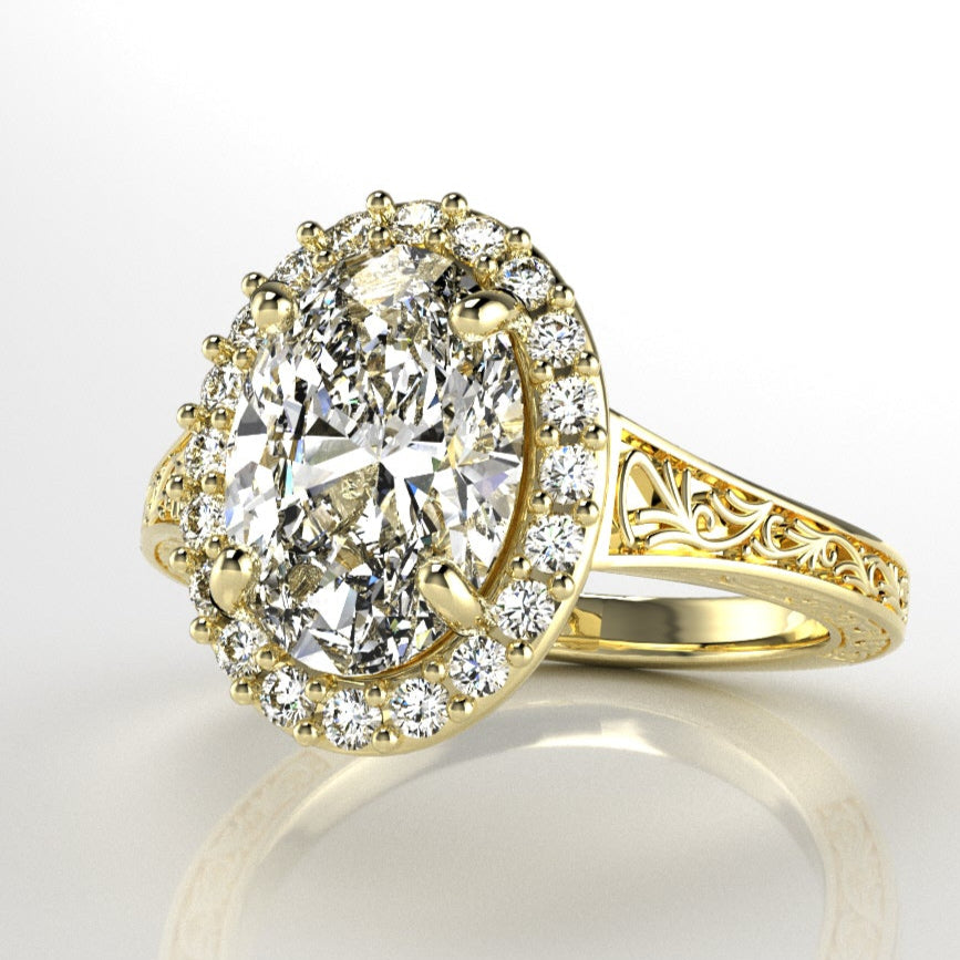 Vintage-Inspired Engagement Ring with Engraving [Made to Order]
