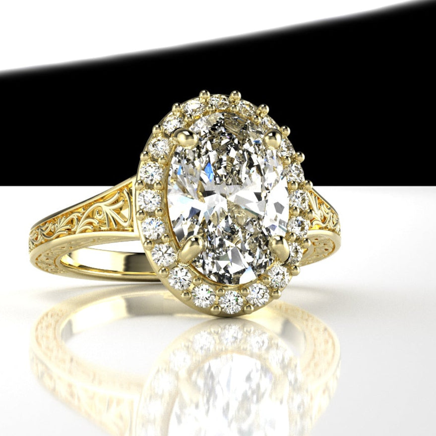 Vintage-Inspired Engagement Ring with Engraving [Made to Order]