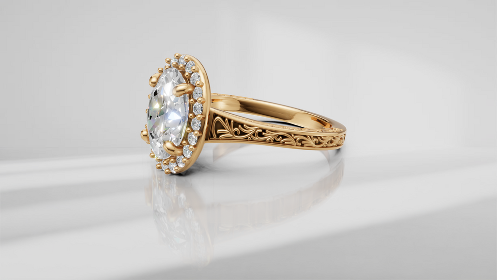 Vintage-Inspired Engagement Ring with Engraving [Made to Order]