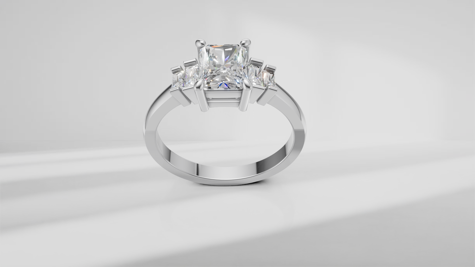 Five Stone Geometric Baguette Engagement Ring [Made to Order]
