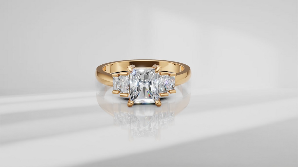 Five Stone Geometric Baguette Engagement Ring [Made to Order]