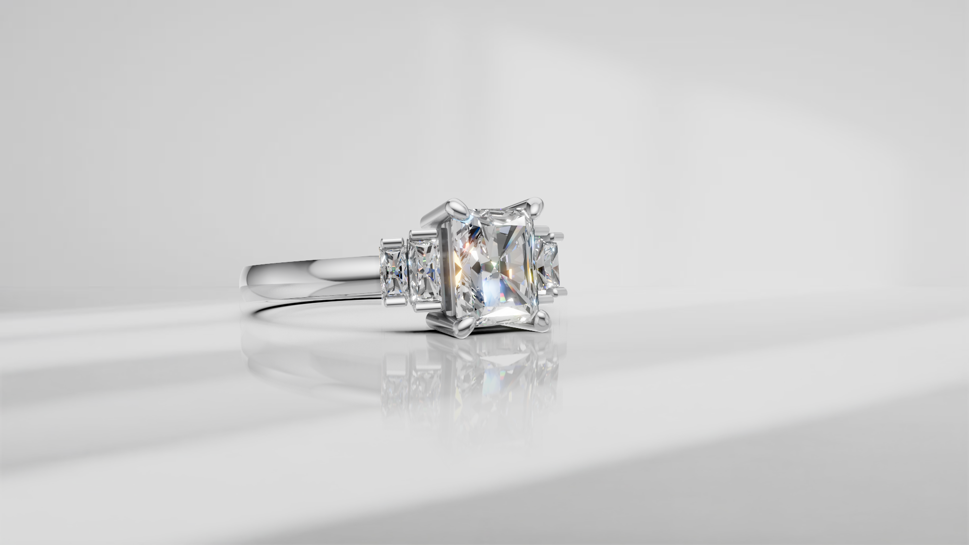 Five Stone Geometric Baguette Engagement Ring [Made to Order]