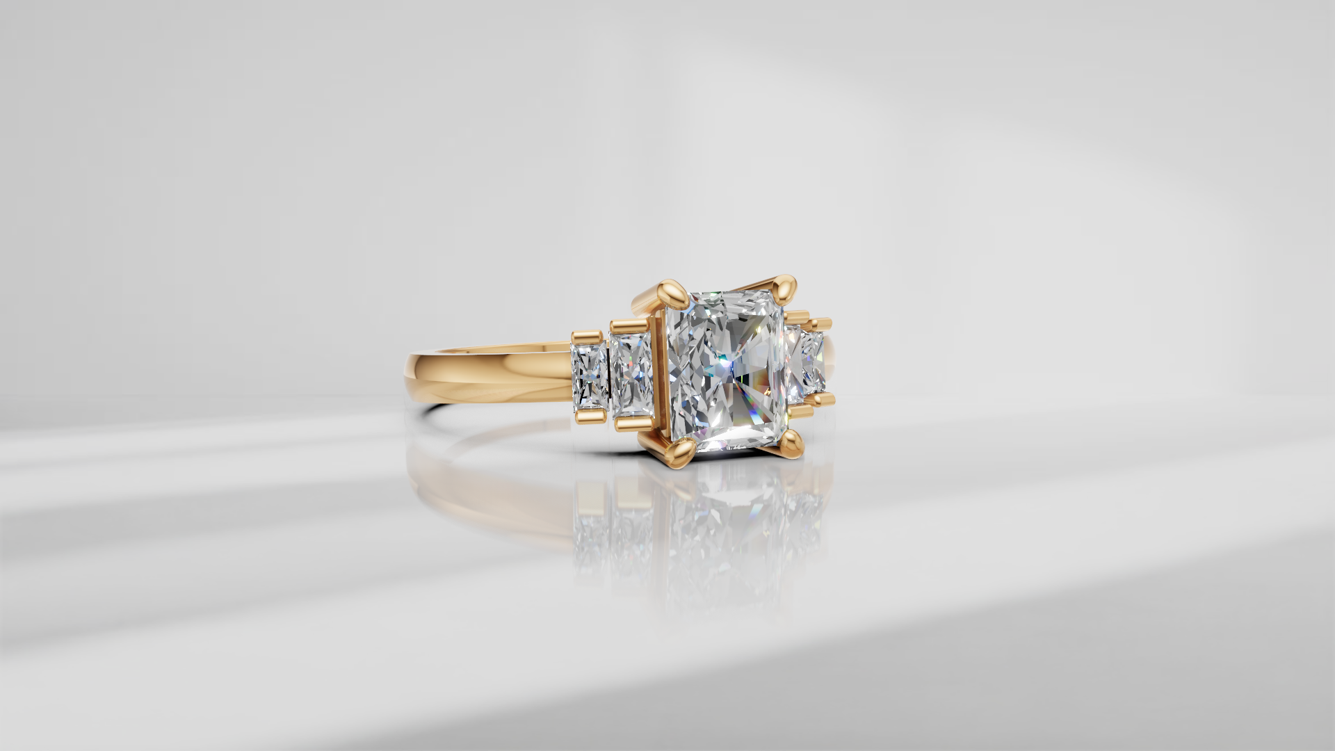 Five Stone Geometric Baguette Engagement Ring [Made to Order]
