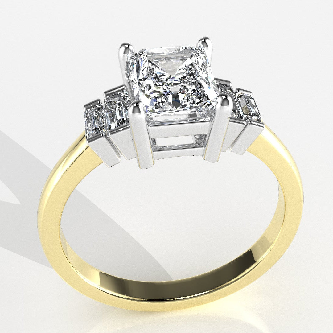 Five Stone Geometric Baguette Engagement Ring [Made to Order]