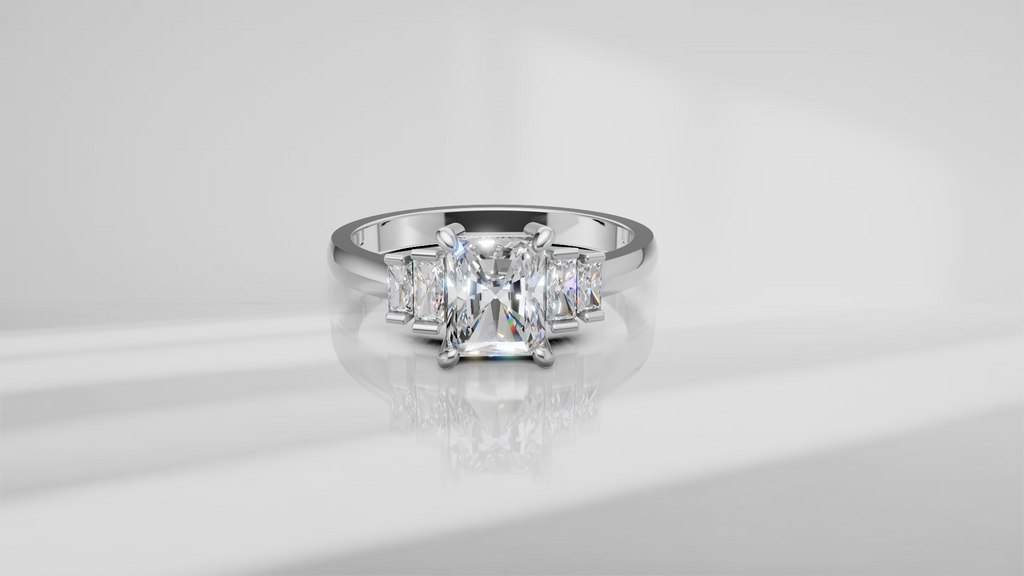 Five Stone Geometric Baguette Engagement Ring [Made to Order]