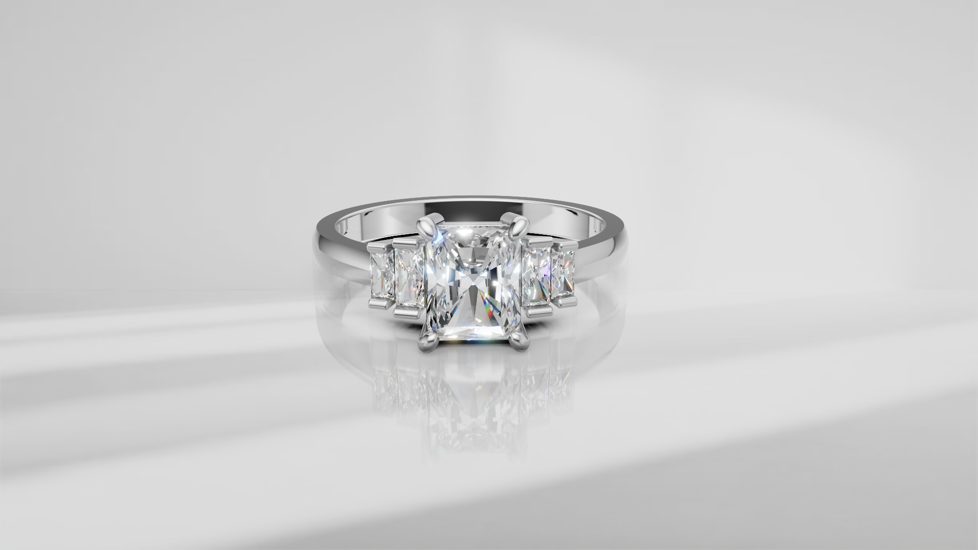Five Stone Geometric Baguette Engagement Ring [Made to Order]