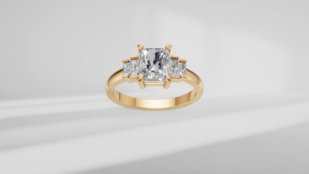 Five Stone Geometric Baguette Engagement Ring [Made to Order]