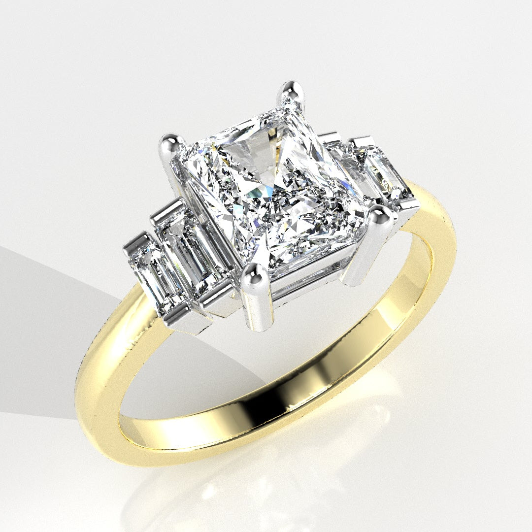 Five Stone Geometric Baguette Engagement Ring [Made to Order]