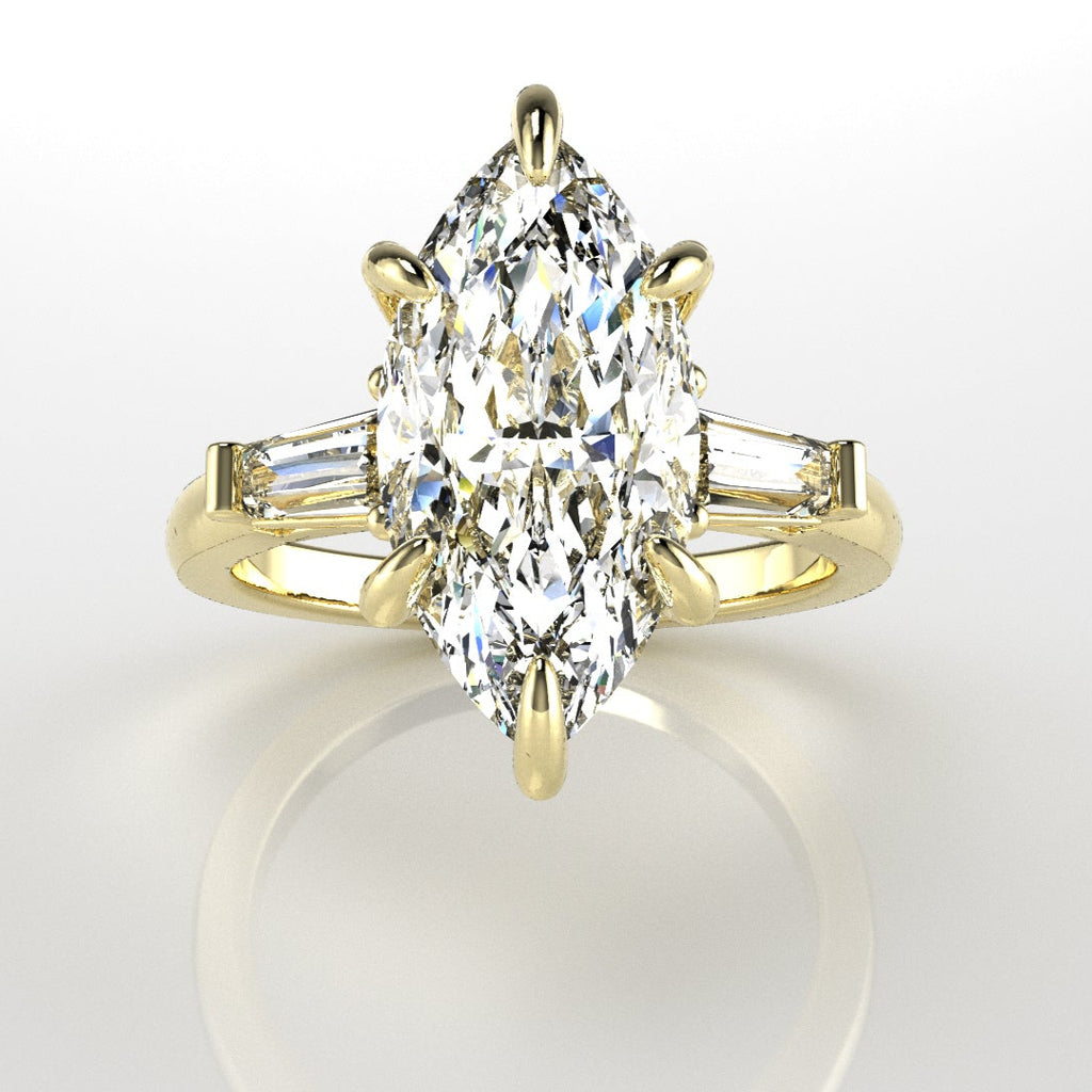 Arrow Marquise and Baguette Engagement Ring [Made to Order]