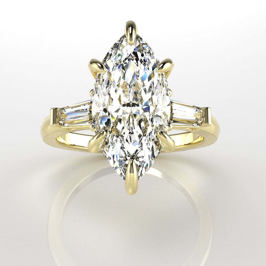 Arrow Marquise and Baguette Engagement Ring [Made to Order]