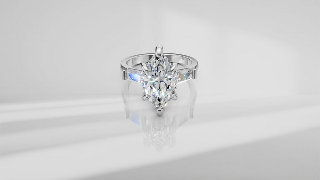 Arrow Marquise and Baguette Engagement Ring [Made to Order]