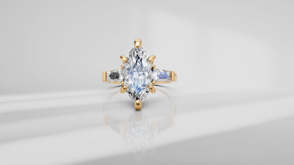 Arrow Marquise and Baguette Engagement Ring [Made to Order]