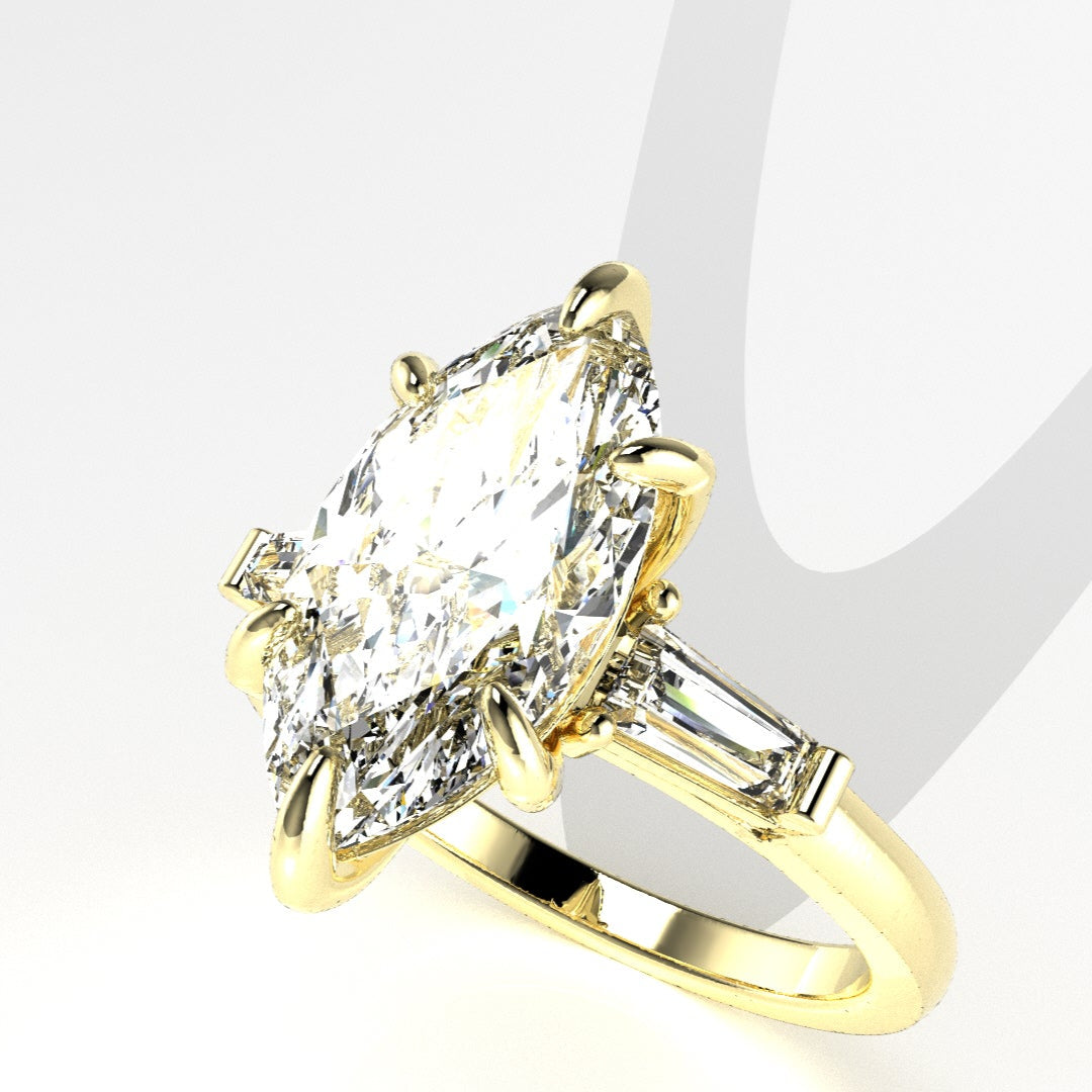Arrow Marquise and Baguette Engagement Ring [Made to Order]