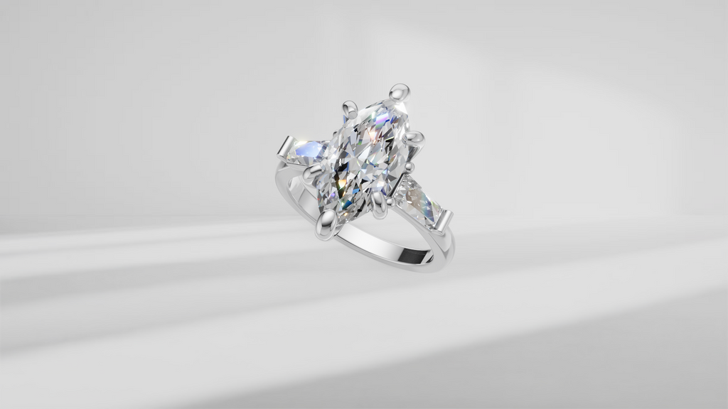 Arrow Marquise and Baguette Engagement Ring [Made to Order]