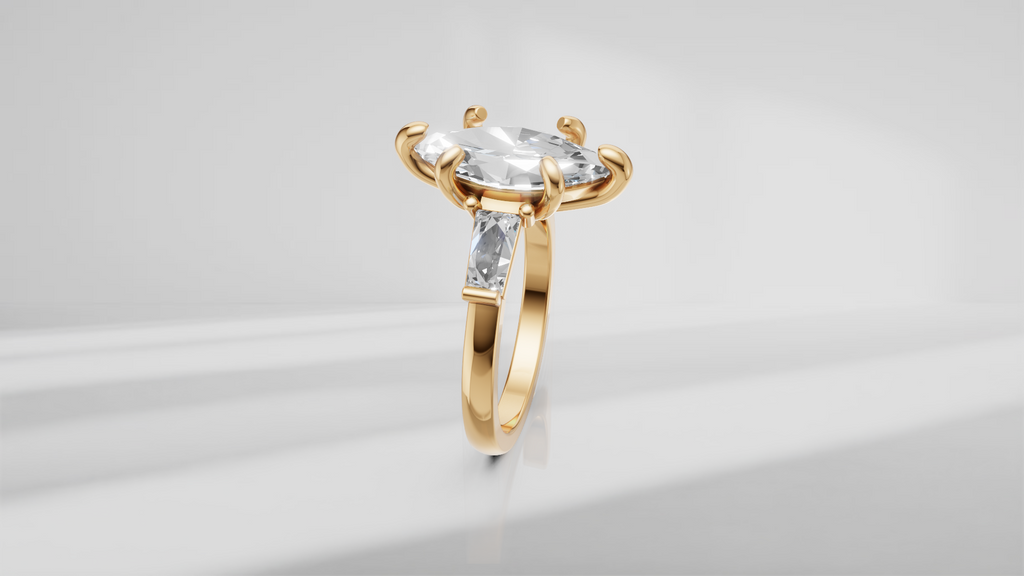 Arrow Marquise and Baguette Engagement Ring [Made to Order]