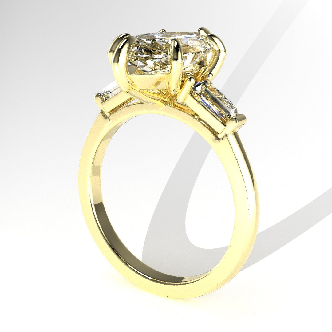 Arrow Marquise and Baguette Engagement Ring [Made to Order]