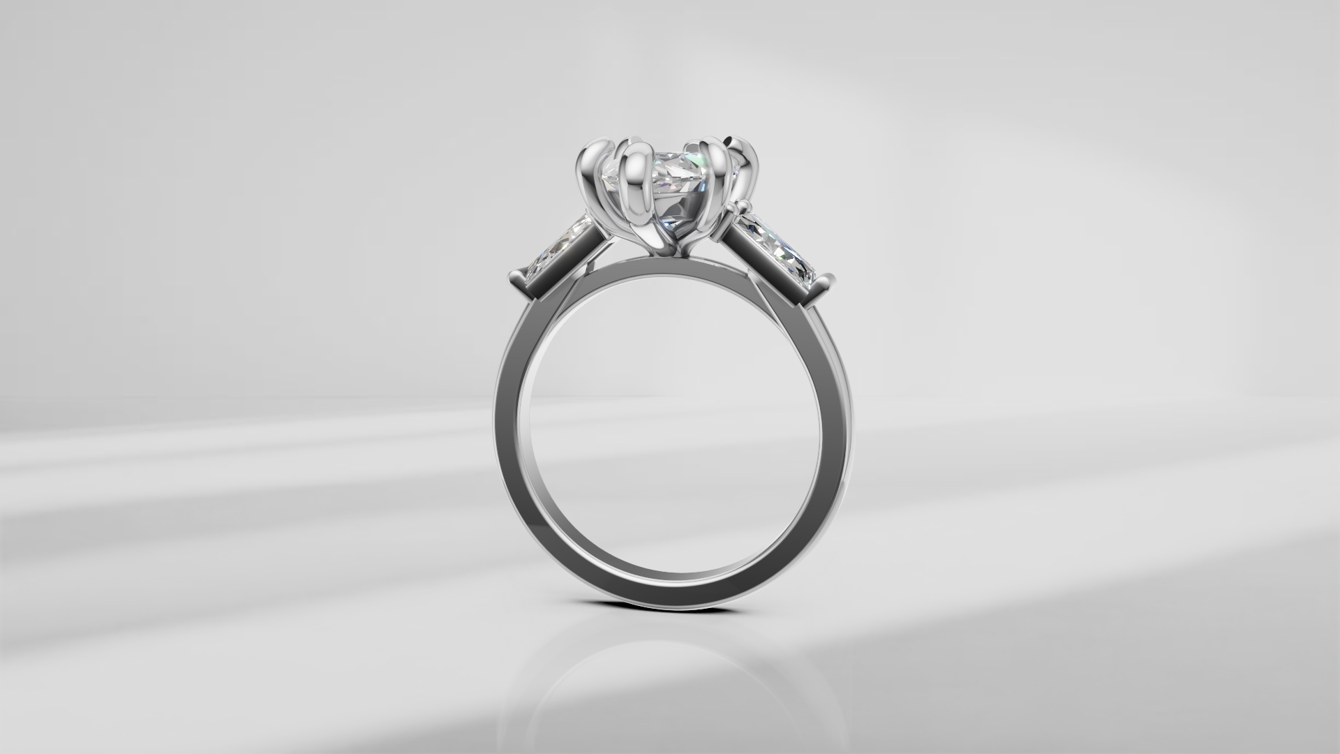 Arrow Marquise and Baguette Engagement Ring [Made to Order]