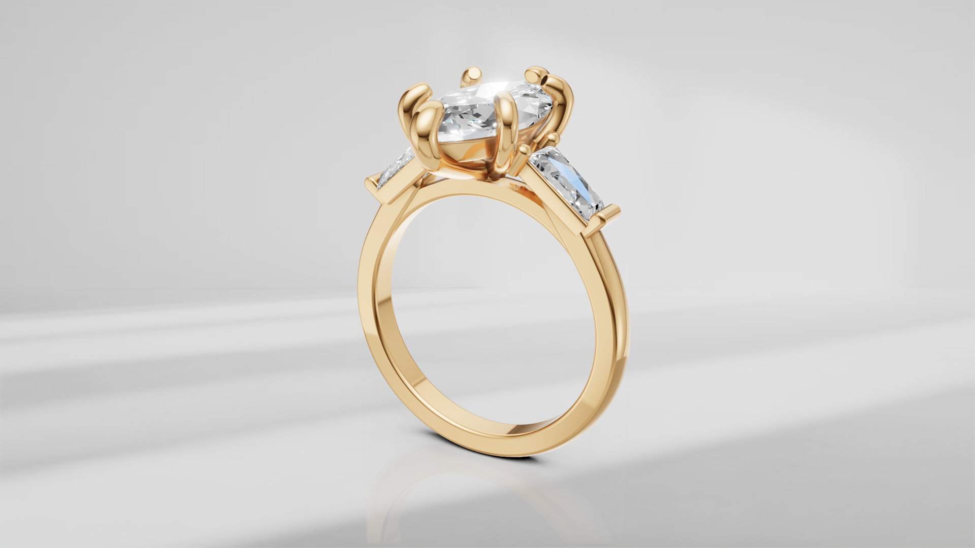 Arrow Marquise and Baguette Engagement Ring [Made to Order]