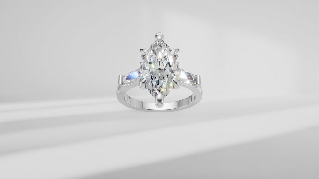 Arrow Marquise and Baguette Engagement Ring [Made to Order]