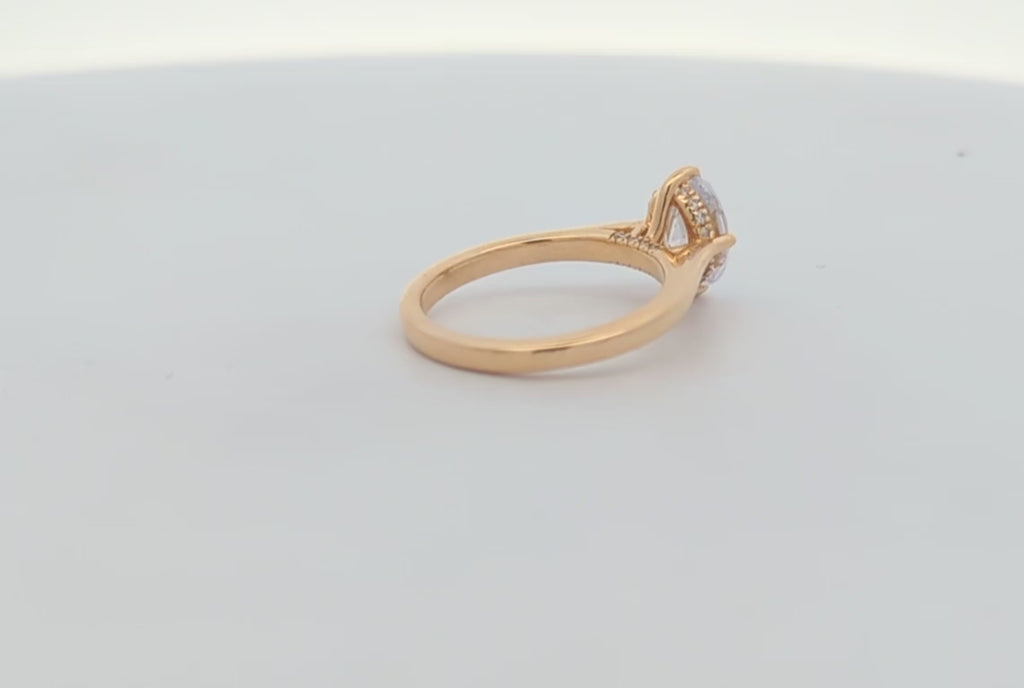 14K Gold Oval Solitaire with Hidden Halo [Made to Order]