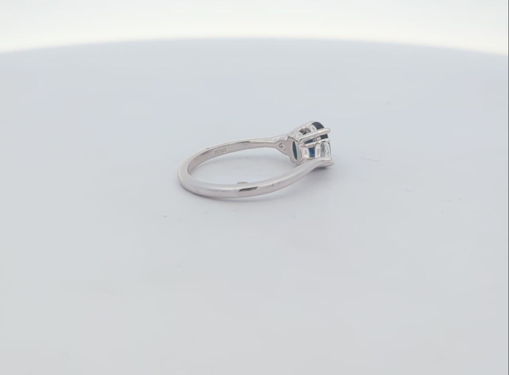 14K White Gold Sapphire and Diamond Ring