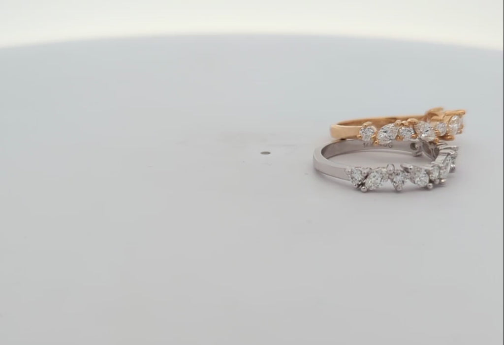 Marquise and Round Diamond Ring in 14k White Gold