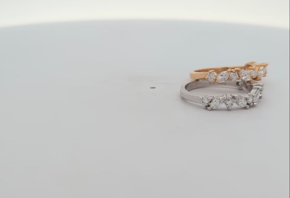 Marquise and Round Diamond Ring in 14k White Gold