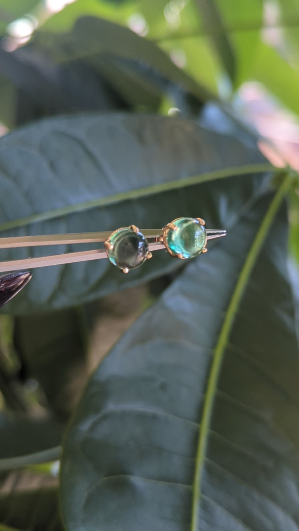 Vintage Green Tourmaline Button Earrings