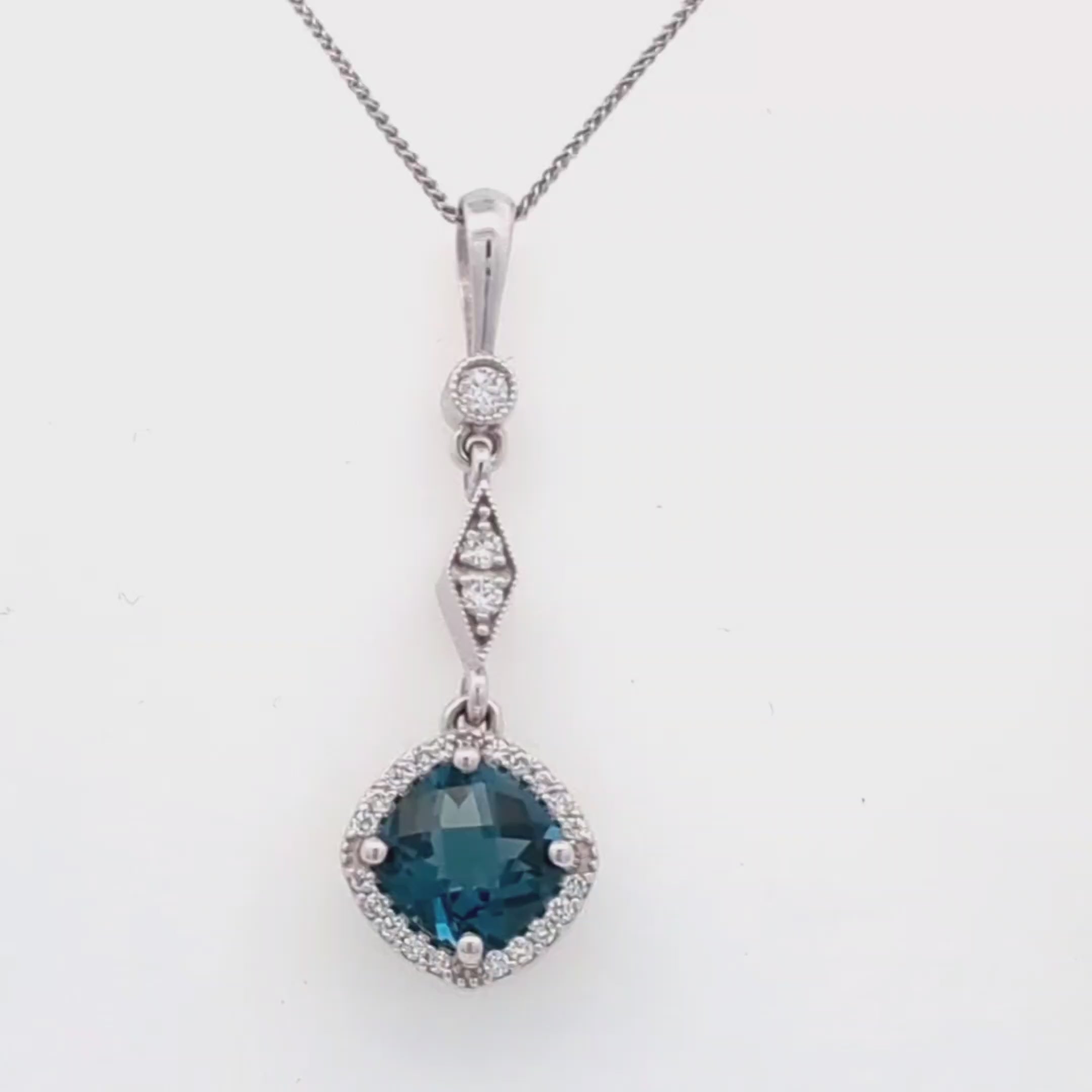 Millgrain and Gemstone Necklace in 14K White Gold