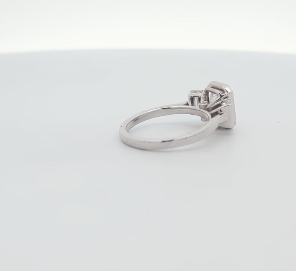 Three Stone 14K Gold Bezel Set Emerald-Cut Engagement Ring [Made to Order]