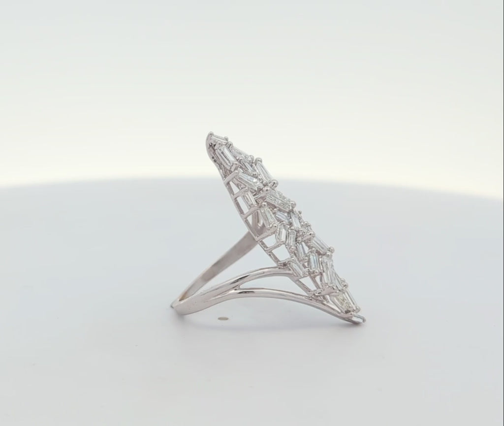 Vintage Baguette Diamond Cocktail Ring