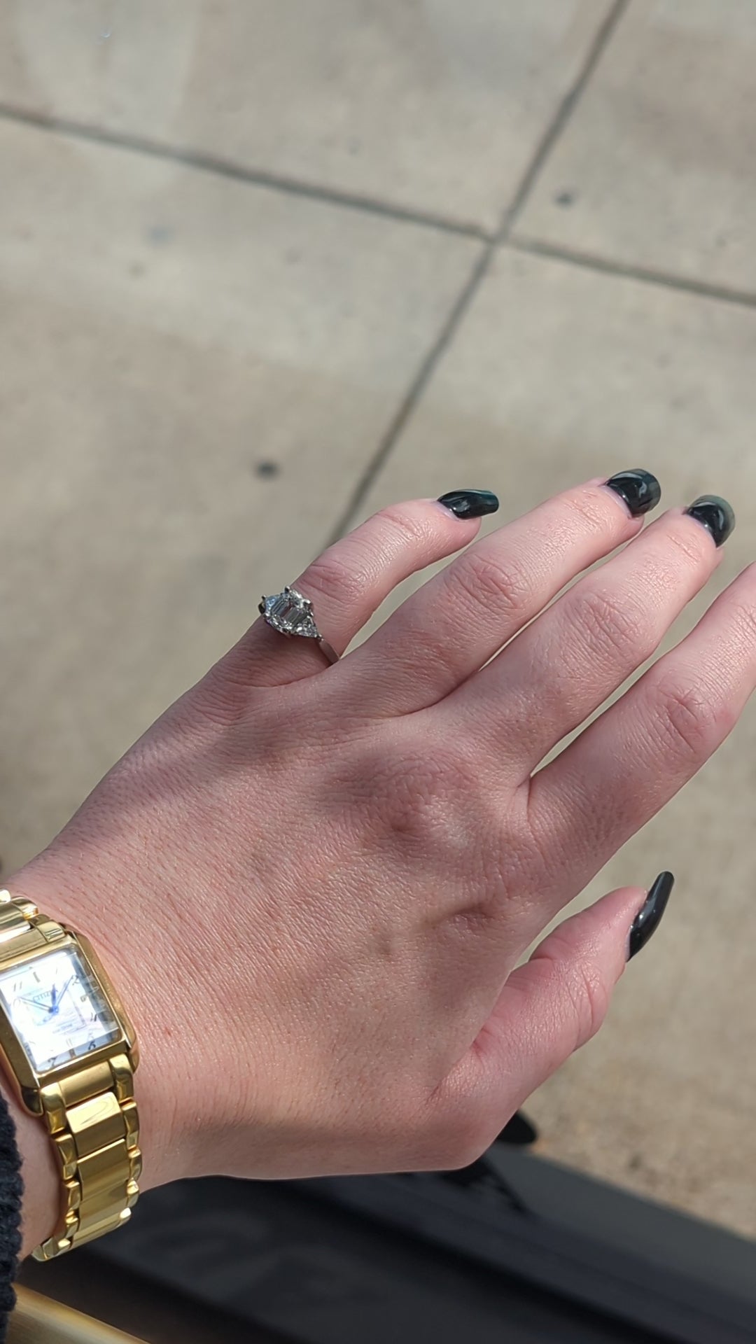 Platinum and Emerald Cut Diamond Engagement Ring GIA Certified