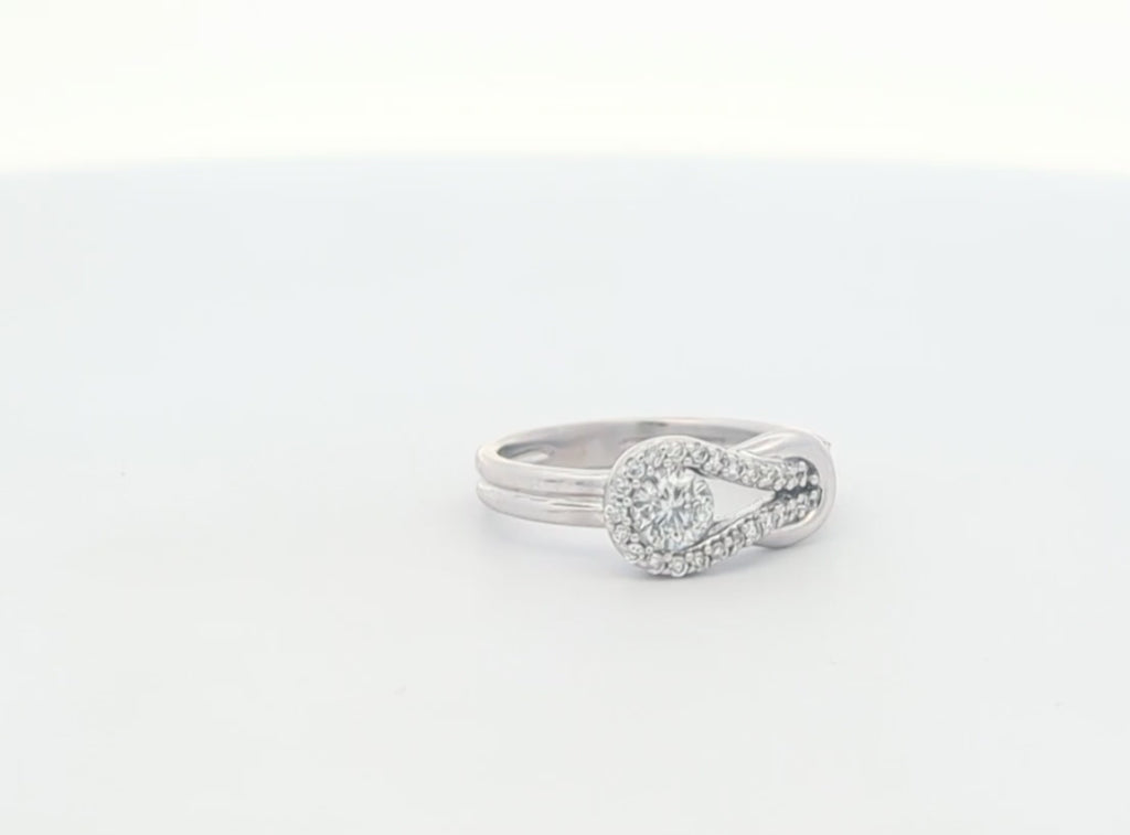 14K White Gold Knot Loop Ring