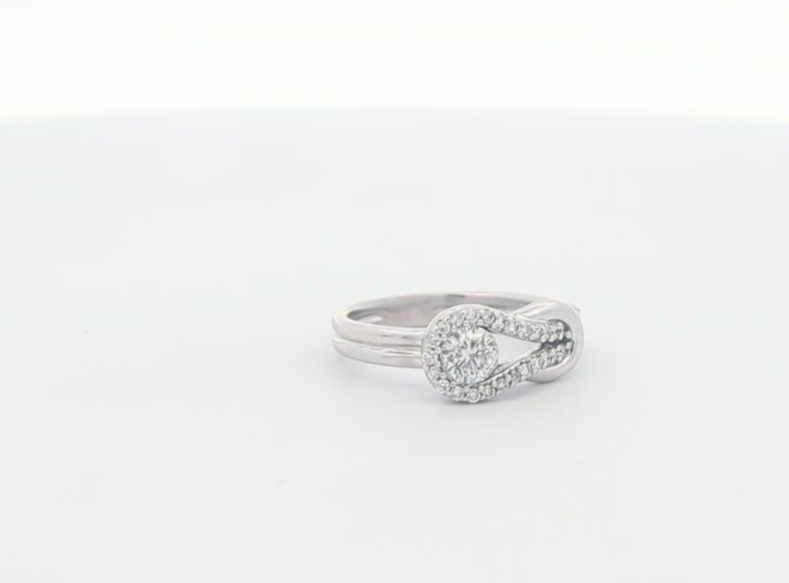 14K White Gold Knot Loop Ring