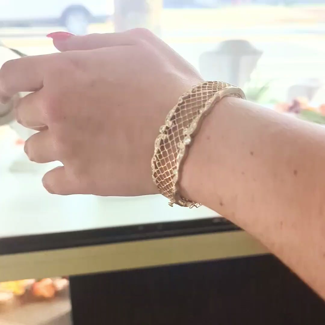 Vintage 14K Yellow Gold Mesh Bangle Bracelet