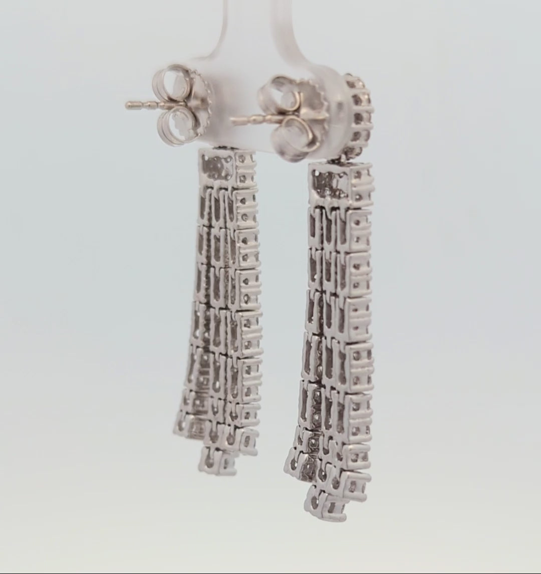 14K White Gold and Natural Diamond Tassel Earrings