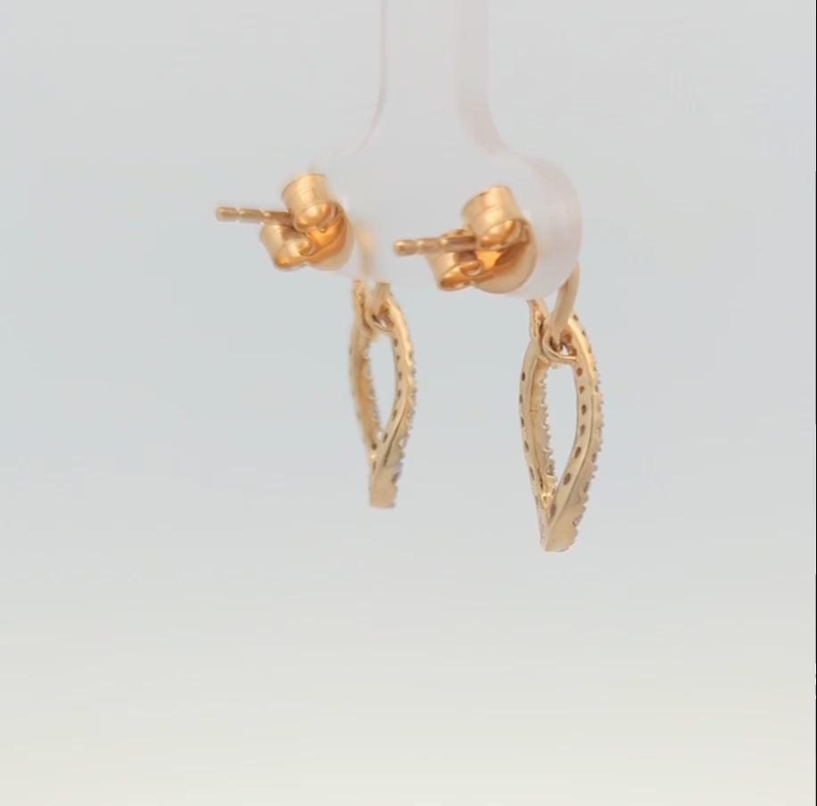 14K White and Yellow Gold Diamond Dangle Earrings