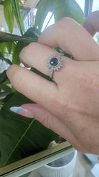 Alessia Ring Rose-Cut Malawi Sapphire & Diamonds in 14k White Gold