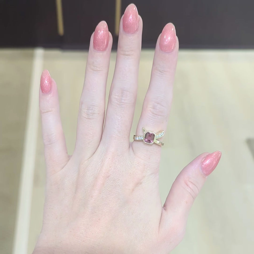 Vintage Yellow Gold and Pink Tourmaline Ring