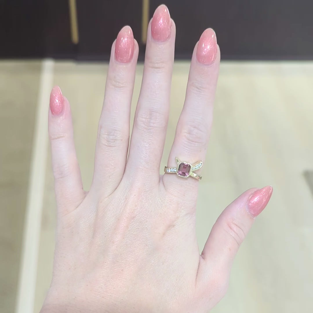 Vintage Yellow Gold and Pink Tourmaline Ring