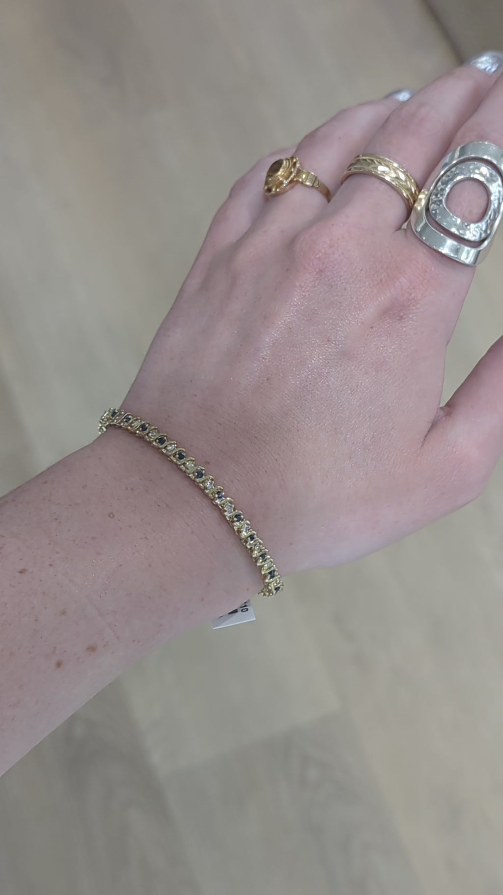 14k Yellow Gold Sapphire and Diamond Tennis Bracelet