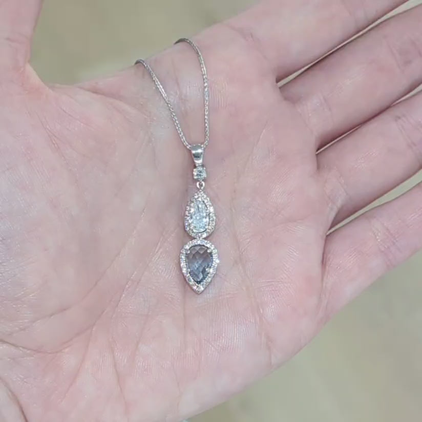 Rose Cut Sapphire and Diamond Halo Pendant