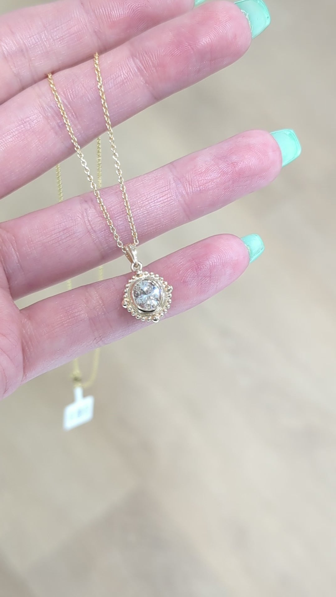 Vintage Inspired Pendant with Natural Cushion Cut Diamond